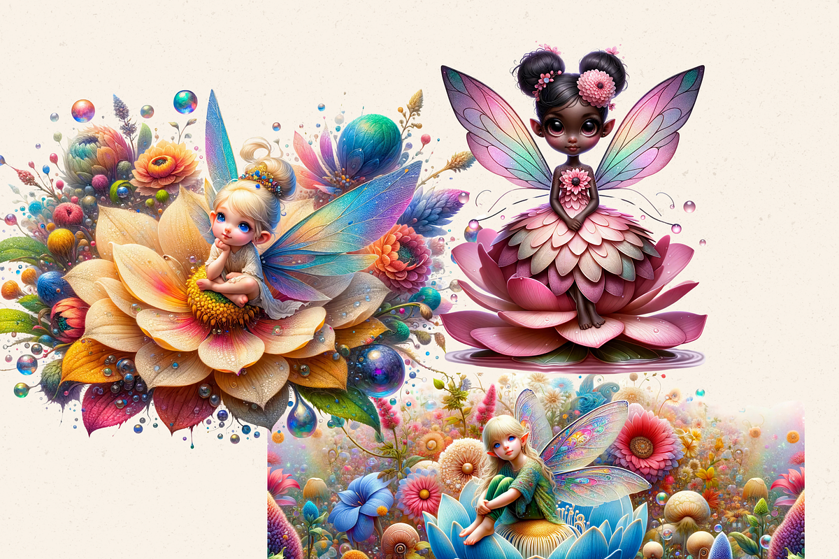 LOTUS MAGICAL FAIRIES CLIPART, a Person Illustration by Daring Digies (Photo 4 of 11)