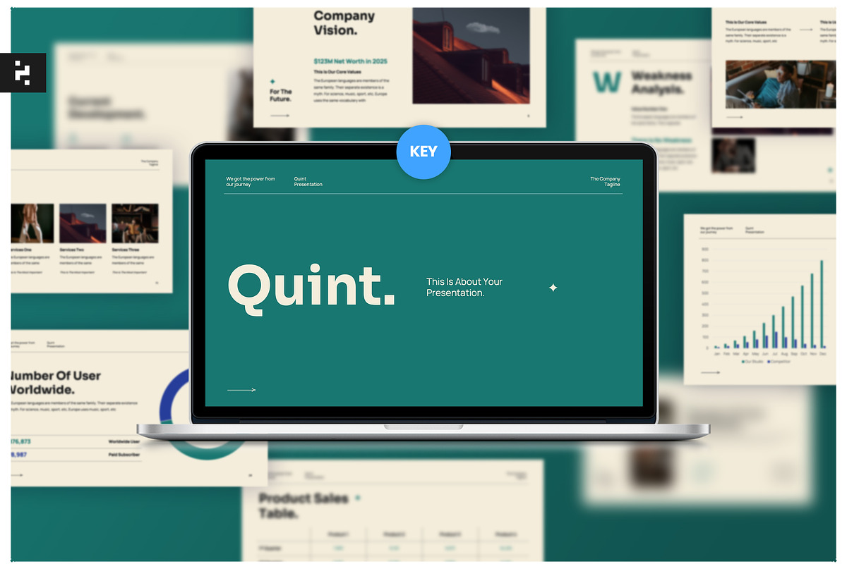 Quint Pitch Deck Keynote, a Presentation Template by Neermana (Photo 1 of 5)