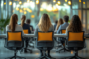 Group of professionals attending a b, a Photo by Tanuart