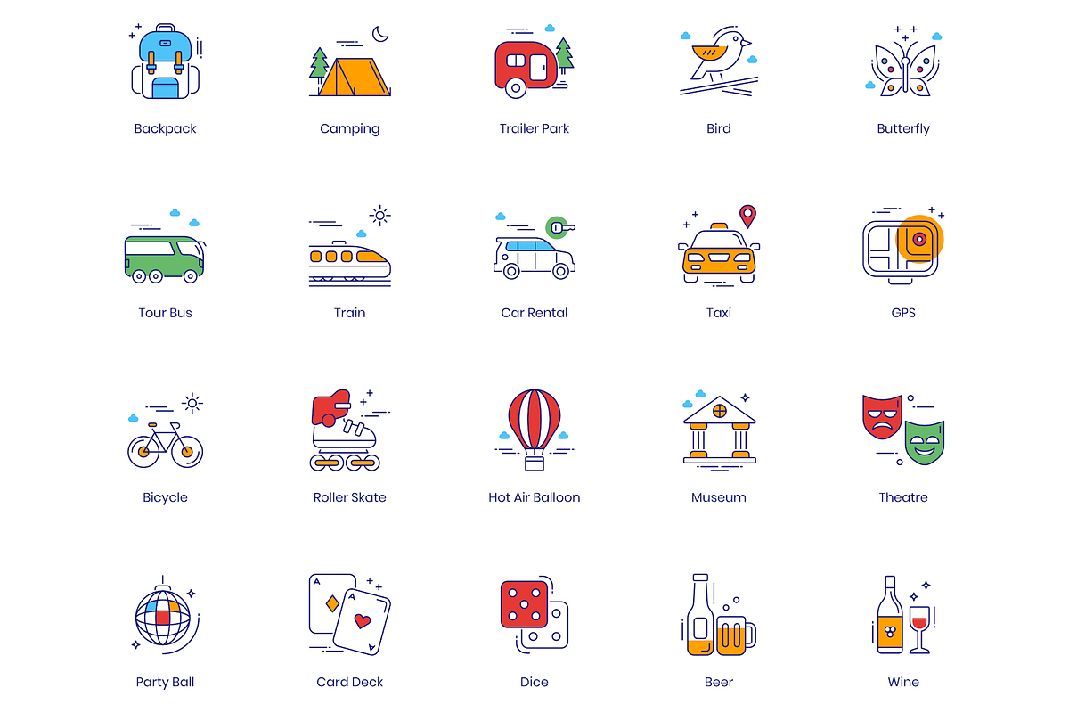 96 Tourism & Travel Icons, an Icon by Flat Icons (Photo 5 of 6)