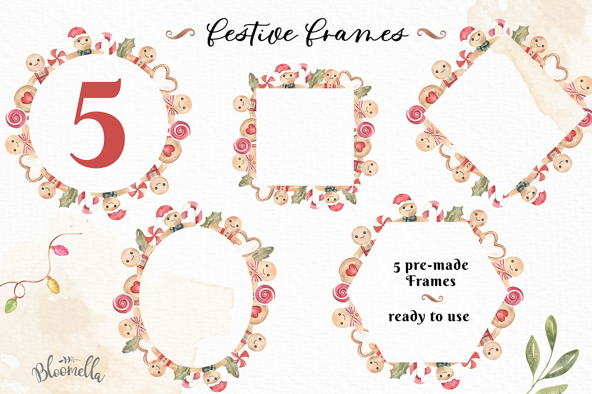Watercolour Gingerbread Clipart Set, a Decorative Illustration by Bloomella (Photo 8 of 10)