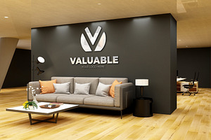 3d Logo Mockup In Office Lobby Room