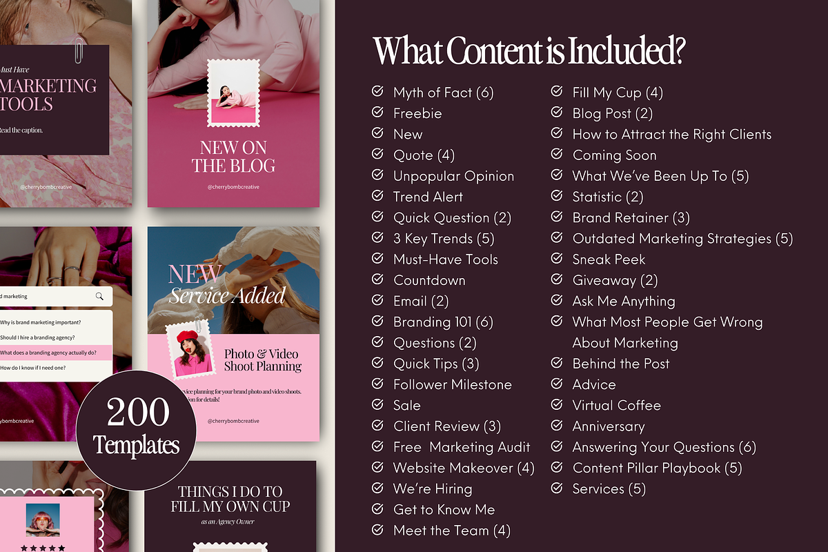 Pink Bold Instagram Canva Templates, a Social Media Template by Warmsoulgallery (Photo 3 of 11)