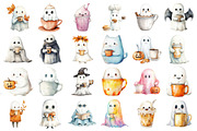 Cute Ghost with Coffee Clipart, an Illustration by Daily.Designs (Thumbnail 2 of 2)