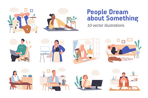 People dreaming about something set, a Person Illustration by Good Studio