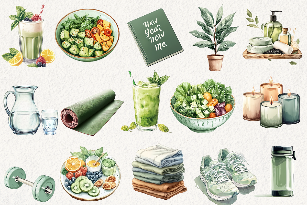 New Year New Me Clipart, an Illustration by NadiaTheronArt (Photo 2 of 4)