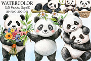 Watercolor Cute Panda Clipart, a Seasonal Illustration by Rose Art (Thumbnail 1 of 4)
