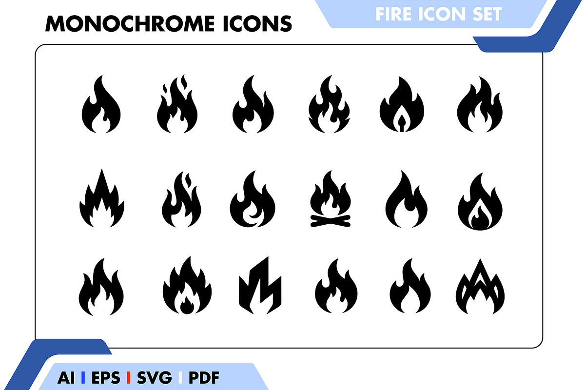 Fire Flame Icon Set – Minimal Solid, a Solid Icon by Fontmine Studio (Photo 1 of 3)