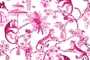 Chinoiserie Whimsy - Pink & White