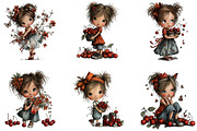 Cherry Girl Whimsical Clipart, a Person Illustration by Designking (Thumbnail 3 of 5)