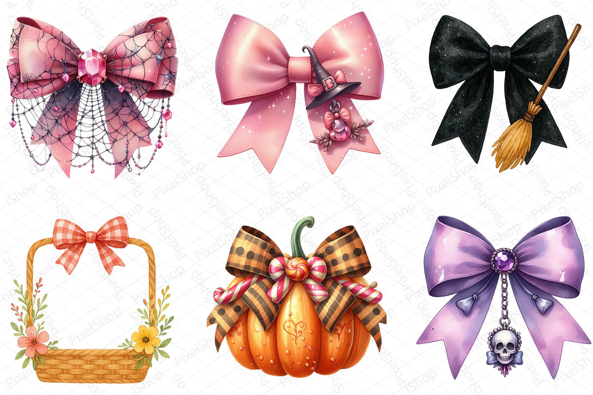 Halloween Coquette Bow Clipart, an Illustration by DreamPrint404 (Photo 4 of 4)