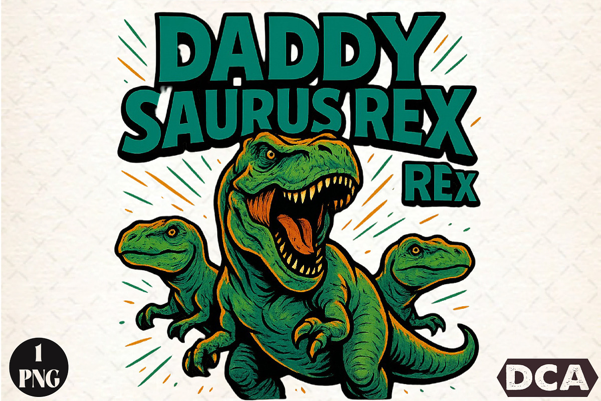Daddysaurus-Rex Sublimation PNG, an Illustration by DreamCafeArt (Photo 1 of 7)