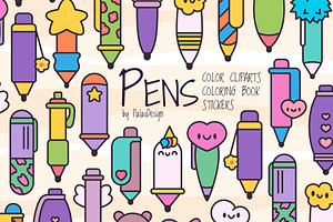 Cute Kawaii School Pens Supplies, an Education Illustration by Palau