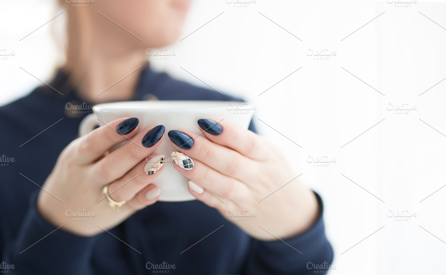 Woman's hands with a cup featuring nails, hands, and cup, a Beauty & Fashion Photo by Izdebska