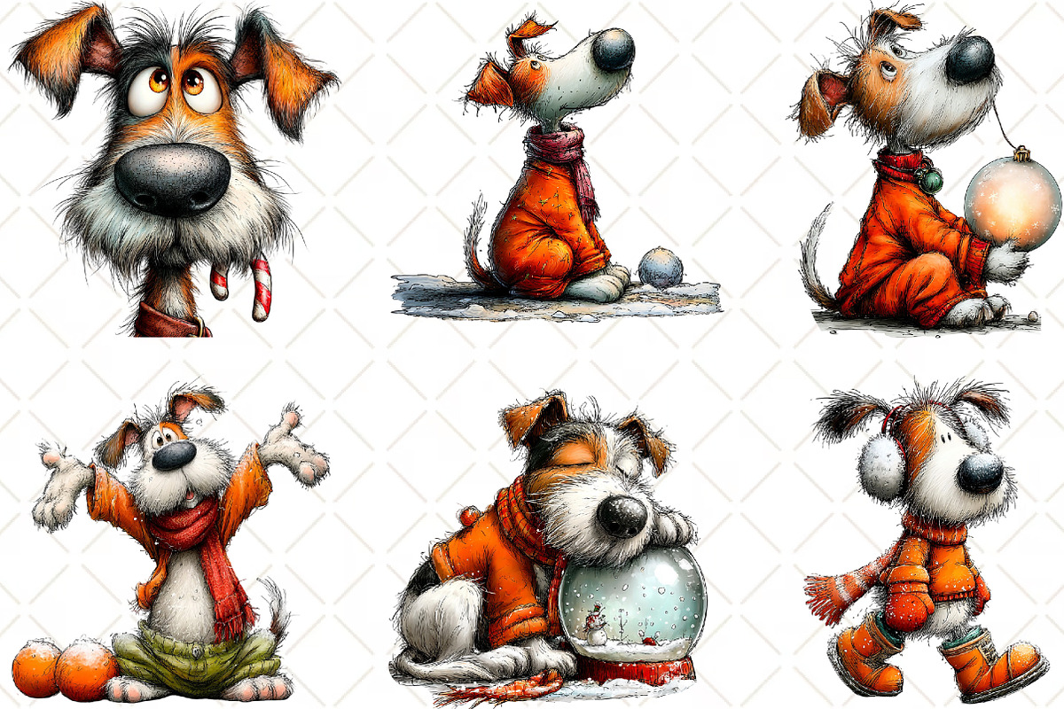 Whimsical Christmas Dog Clipart, an Animal Illustration by Black Bird Studio (Photo 2 of 6)