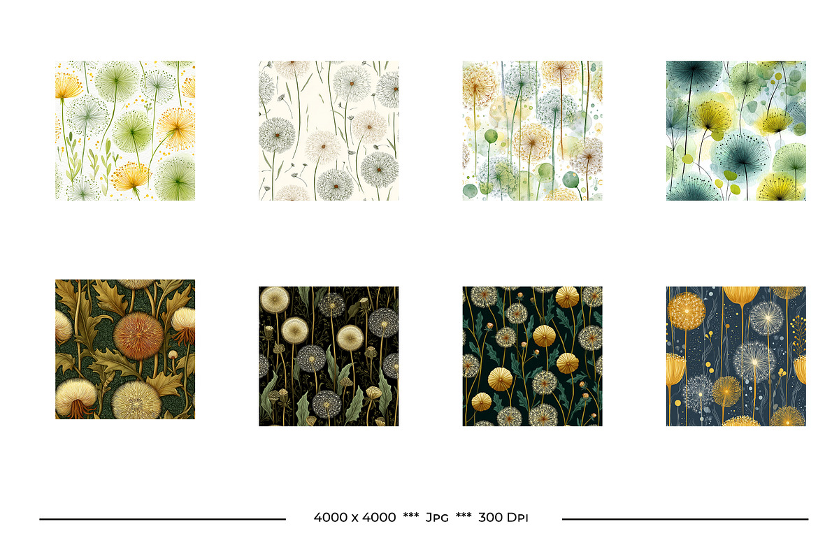 Dandelion Retro Art Style Patterns, a Pattern Graphic by karenfoleyphoto (Photo 12 of 13)