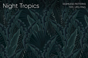 Night Tropics Seamless Patterns