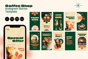 Coffee Shop Instagram Stories, a Social Media Template by Jiwstudio