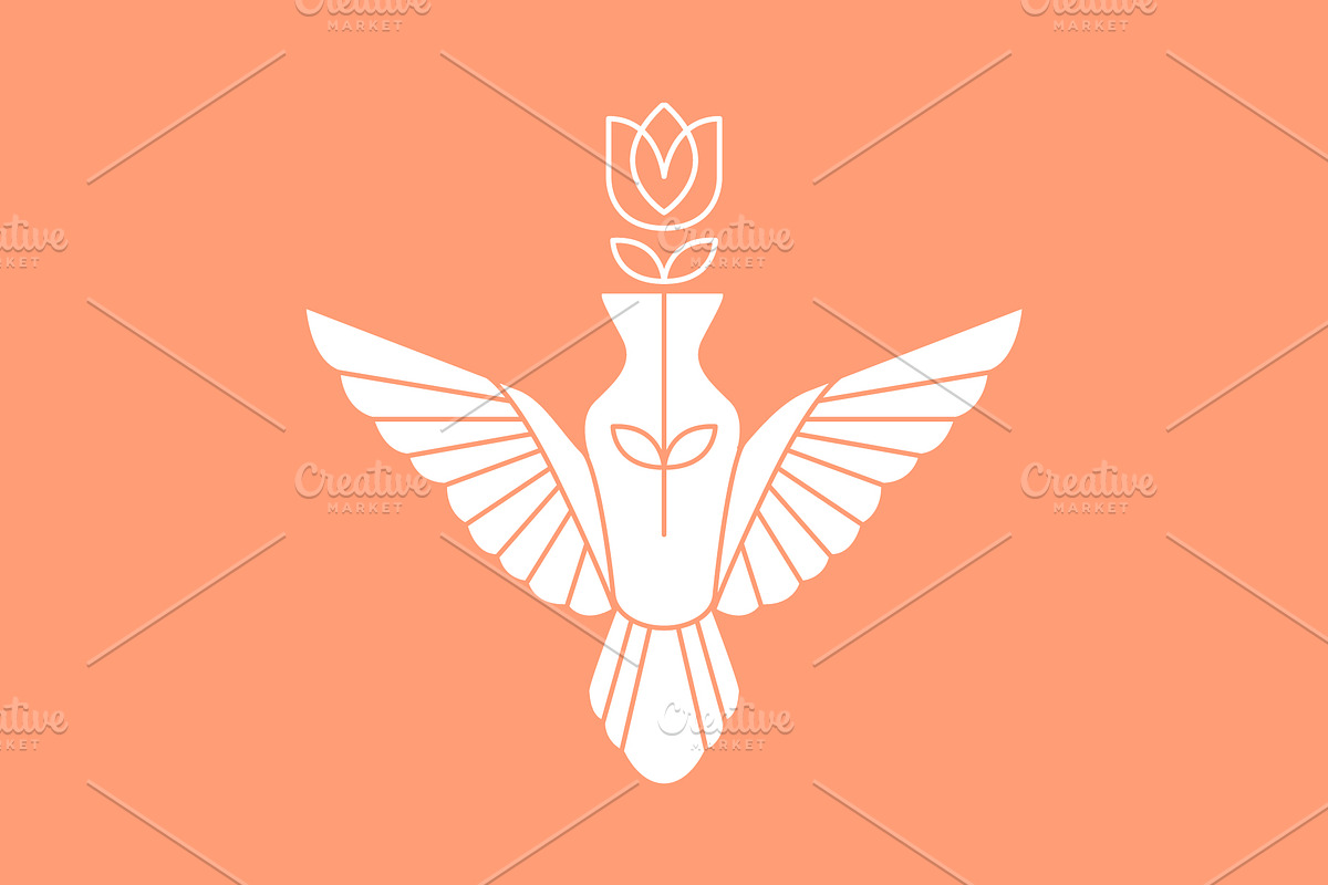 vase pots flower feminine wings logo, a Branding & Logo Template by devastd