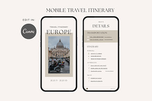 Mobile Editable Travel Itinerary