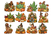 Thanksgivin Cannabis Clipart, a Decorative Illustration by stickermadness (Thumbnail 3 of 4)