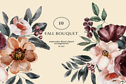 Watercolor Fall Flowers Clipart Set, a Person Illustration by Pink Studio Art (Thumbnail 6 of 19)