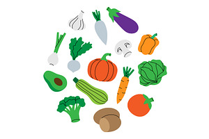 Vegetables in circle design. Carrot, a Food Illustration by GraphiShop