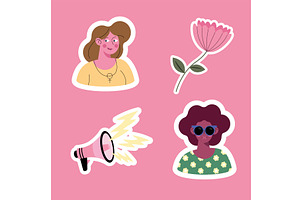 girl power four icons, a Person Illustration by studiogstock