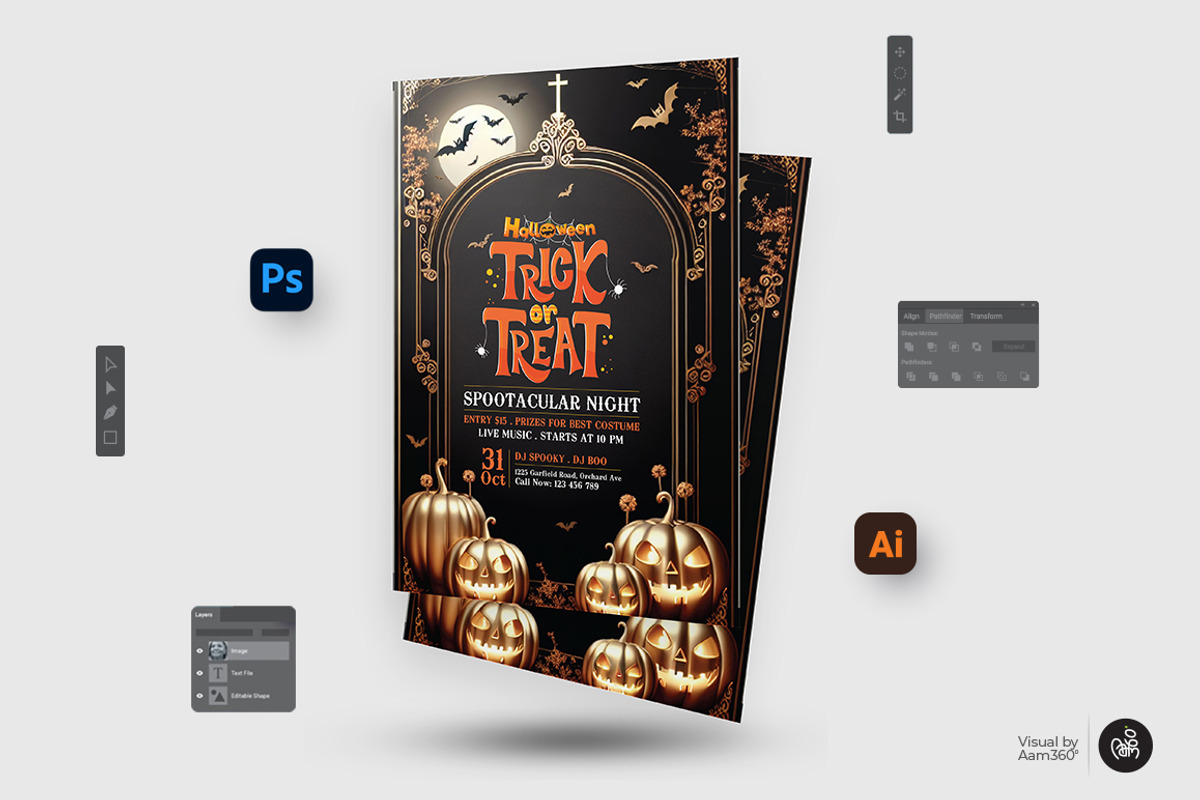 Halloween Trick or Treat  Bundle, a Flyer Template by Aam360 (Photo 8 of 9)