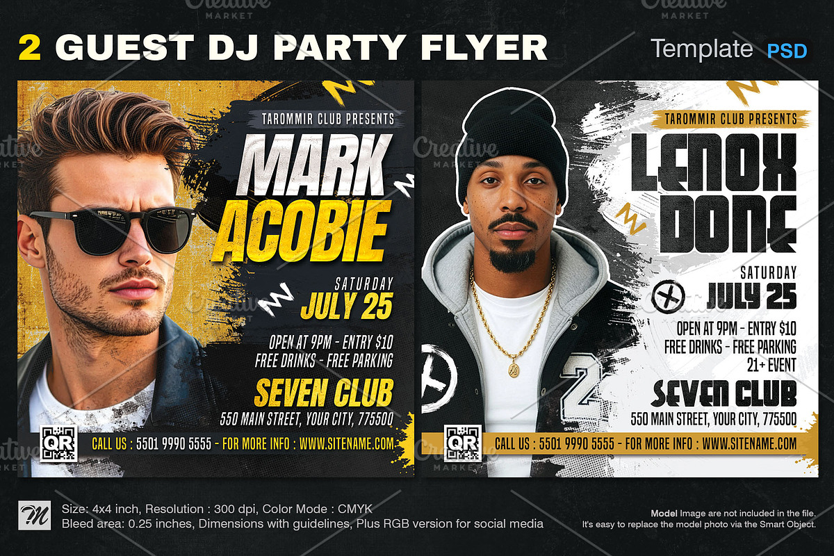 2 Guest Dj Party Flyer Template, a Flyer Template by Tarommir (Photo 1 of 5)
