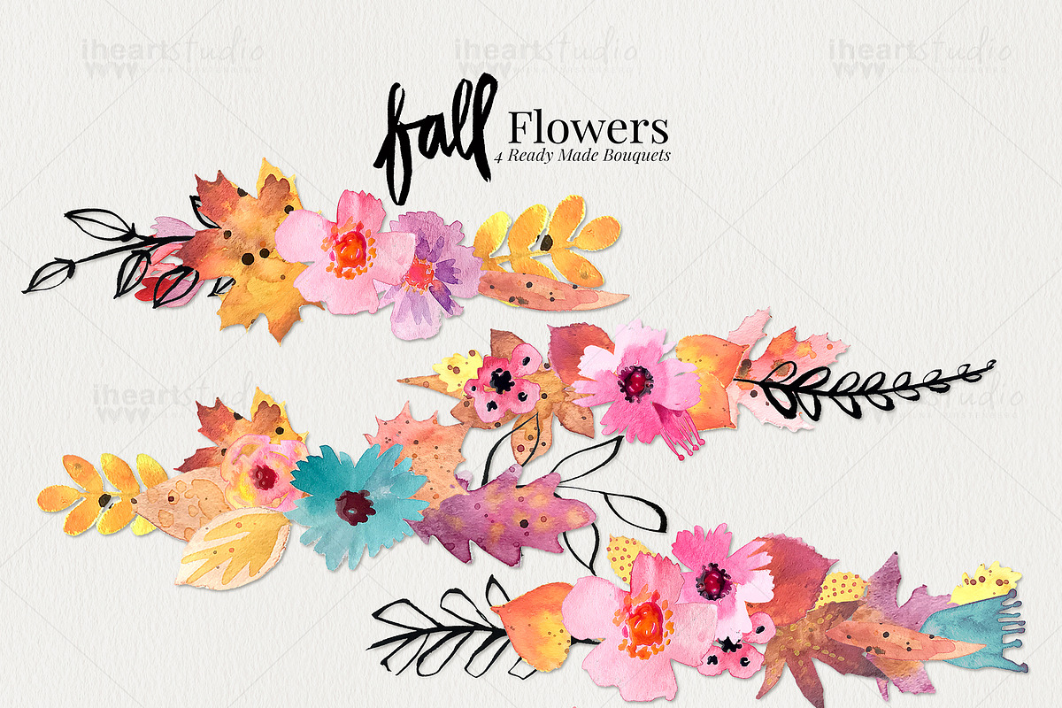 Fall Flower Watercolors, an Illustration by iHeartStudio (Photo 2 of 3)