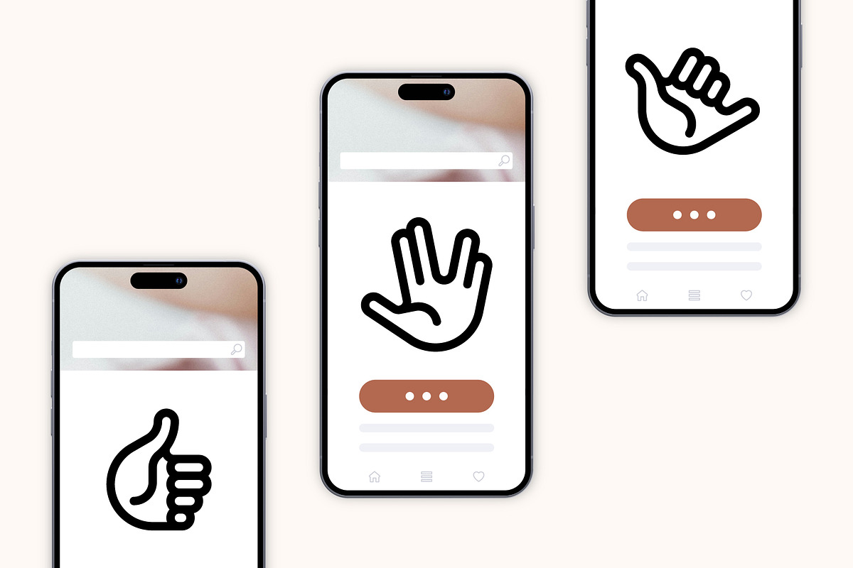 50 Hand Gestures, an Outline Icon by Side Project (Photo 5 of 7)
