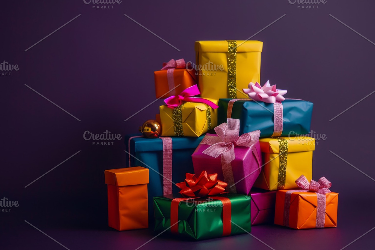 86 Gift boxes with ribbons and bows, a Holiday Photo by Handmadefont (Photo 39 of 90)