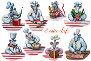 Mice Chefs - Gouache Clipart Set, an Animal Illustration by Mashamashastu (Thumbnail 2 of 10)