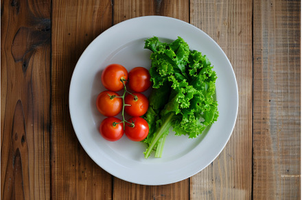 White plate presenting a healthy, a Food & Drink Photo by Ylivdesign