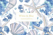 White and blue sea patterns, a Pattern Graphic by ramika (Thumbnail 1 of 8)