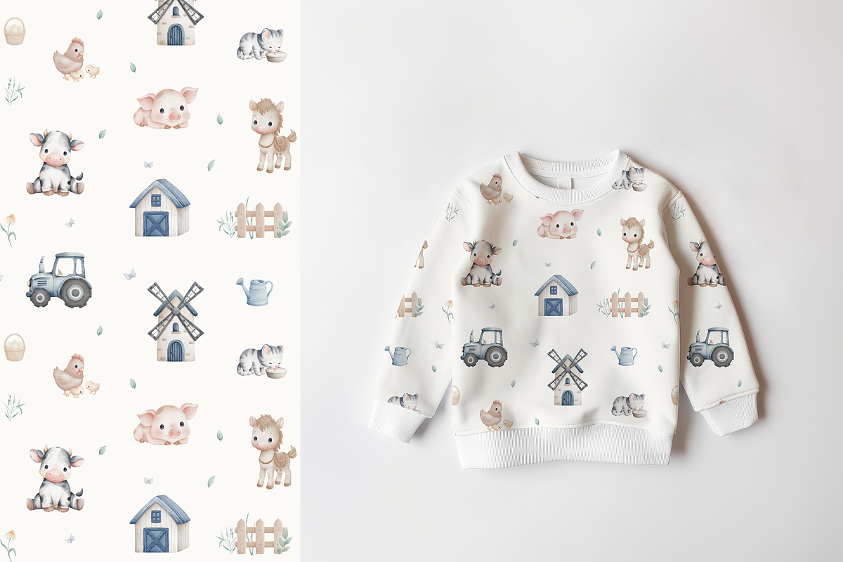Farm Animals & Tractor Pattern Set, a Pattern Graphic by tetiartline (Photo 5 of 8)