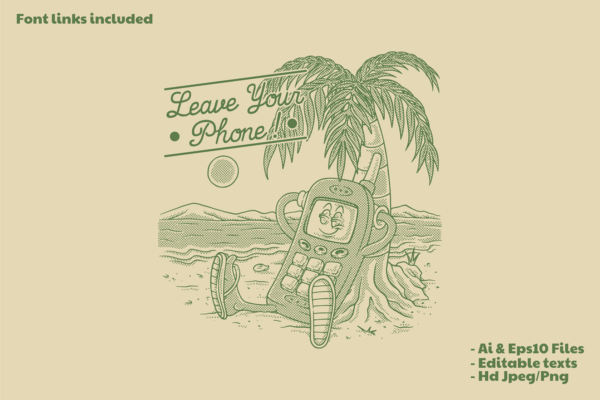 old hand phone on the beach, a Branding & Logo Template by Judsart (Photo 1 of 3)