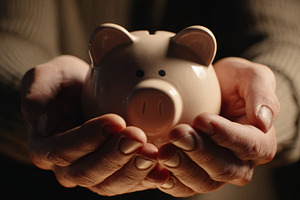 Hands hold a piggy bank in light, a Photo by Beautiful things
