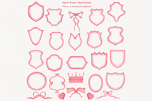 Pink Crests Watercolor Clipart