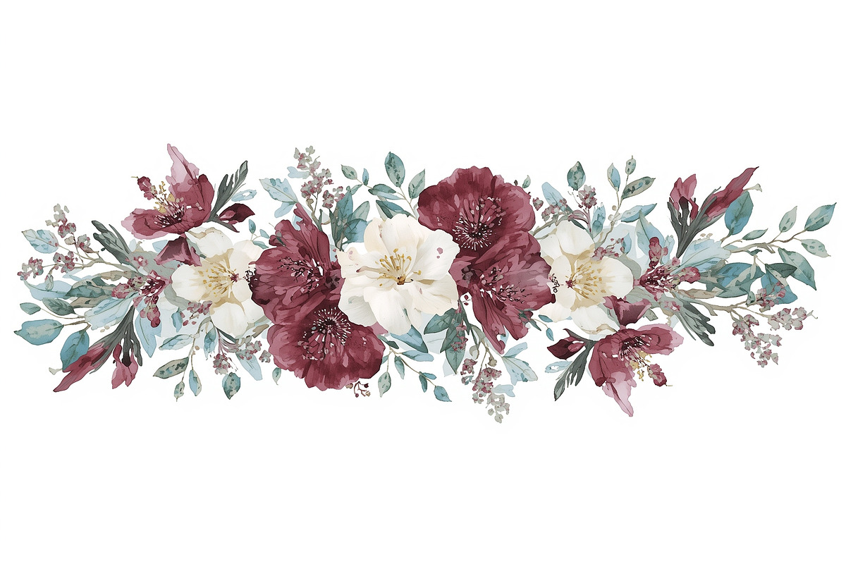 Burgundy Floral Clipart Set, an Illustration by Designer_Momina (Photo 11 of 16)