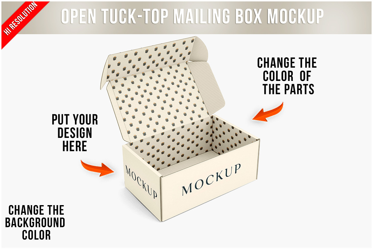 Open Tuck-top Mailing Box PSD, a Product Mockup by Bruno's Shop (Photo 1 of 3)