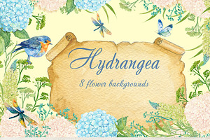 Hydrangea Watercolor Clipart