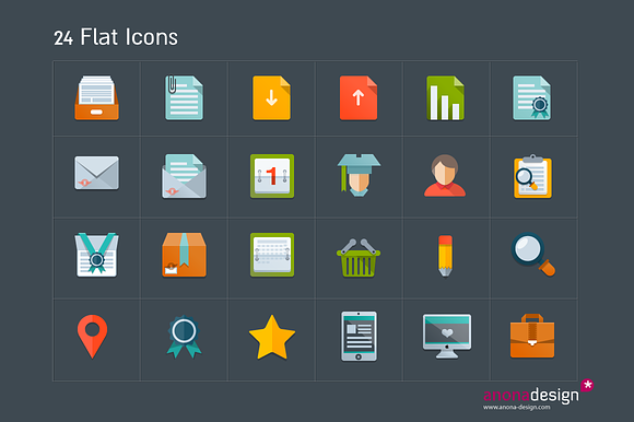 24 Flat Icons (Google Style)