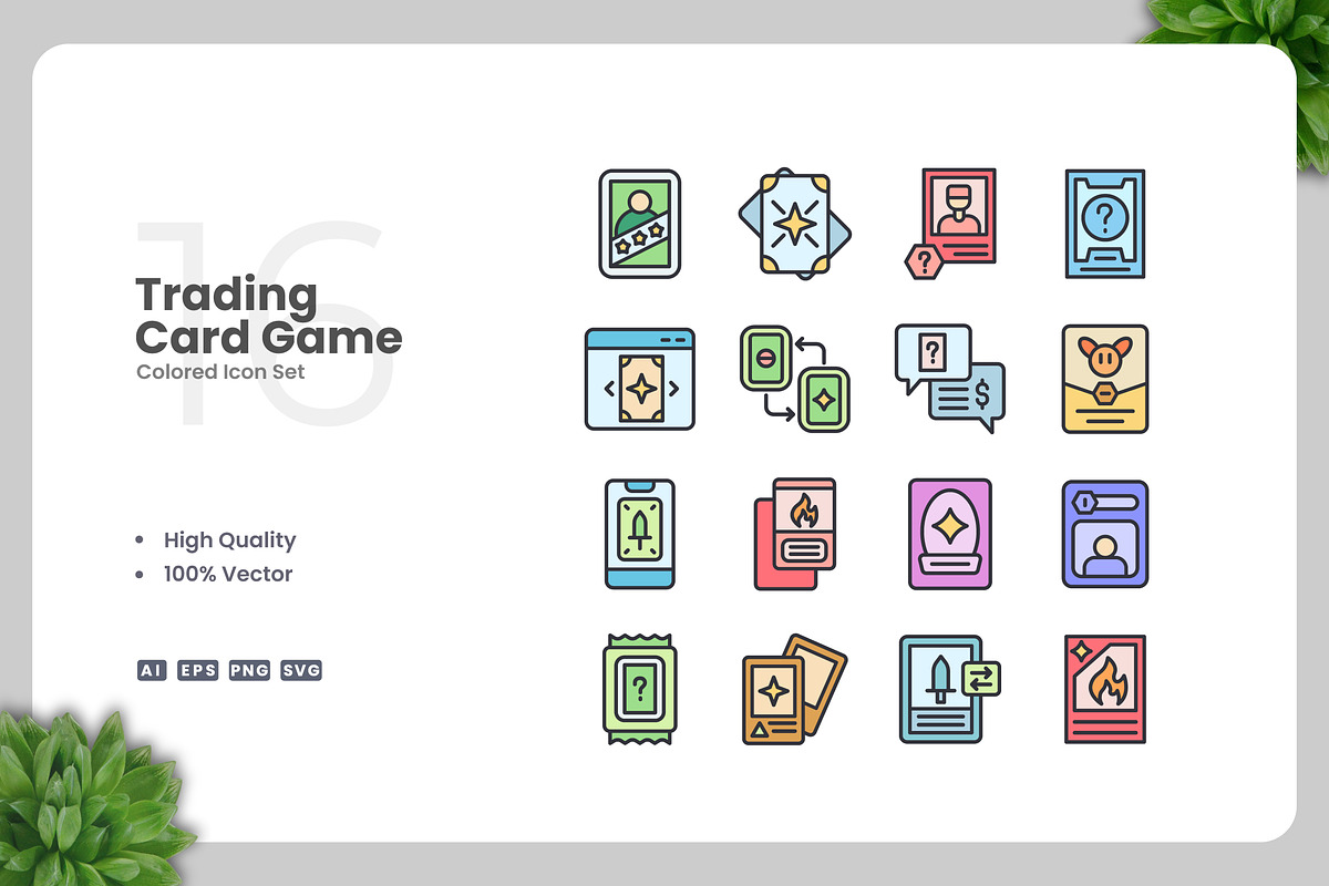Trading Card Game Colored Icons, an Icon by Upnowgraphic