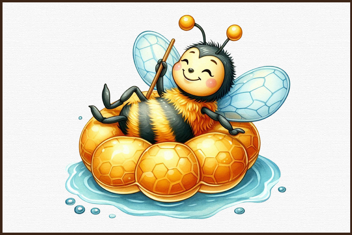 Watercolor Summer Cute Bee Clipart, an Illustration by Sublimation Artist (Photo 3 of 6)