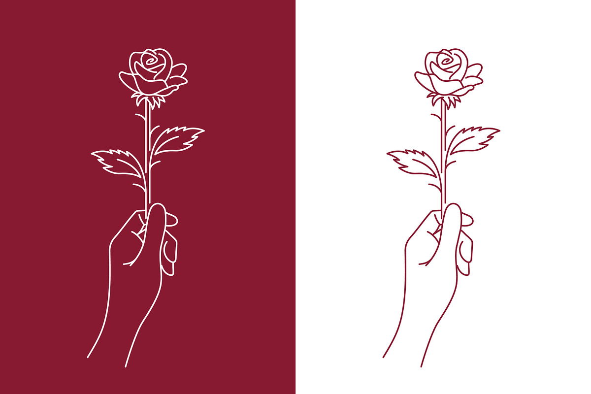 Illustration Hand Hold Rose Flower, a Branding & Logo Template by Signatoro (Photo 1 of 3)