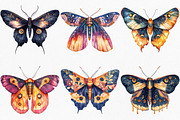 Watercolor Night Moths Clipart, an Illustration by Canvas Craft (Thumbnail 3 of 8)