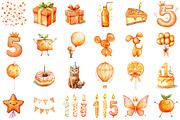 Kids Orange Birthday Watercolor Clip, an Illustration by Sublimation Artist (Thumbnail 2 of 6)