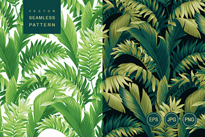 Jungle Leaves. Vector Pattern.